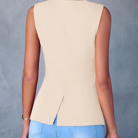 Women's Suit Vest Tops 2025 Summer Dressy Casual Business Button Sleeveless Tren - Picture 2 of 8